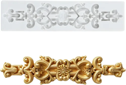 Miniatura 45 de Moldes de silicona estilo barroco con espirales, moldes de encaje, moldes de flores en relieve, molde de filigrana para decoración de pastel