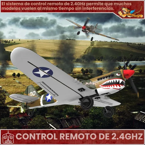 Miniatura 4 de Avión RC LEAMBE de 4 canales con control remoto - Avión RC P-40 Warhawk listo para volar para principiantes adultos con sistema de estabilización