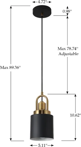 Miniatura 3 de Lámpara de araña cilíndrica moderna negra, diámetro 5.11 pulgadas para isla de cocina, fregadero de cocina, comedor, dormitorio, pasillo