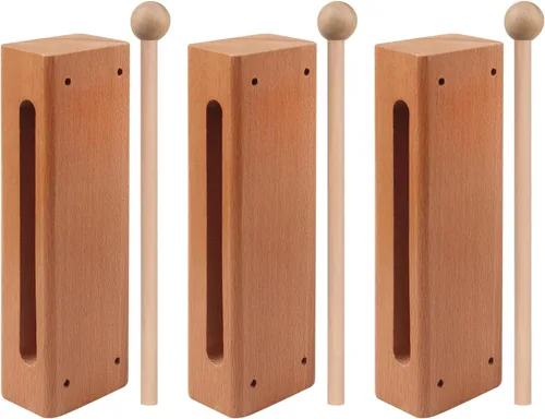 Miniatura 2 de Bloque de ritmo de madera maciza, juego de 2, bloque de ritmo de madera maciza, instrumento de percusión musical perfecto para clases de ritmo con 2