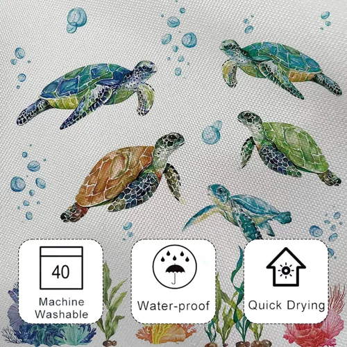 Miniatura 4 de Cortina de ducha de tortuga marina para baño, cortina decorativa costera de baño, 72 x 72 pulgadas, tela de poliéster, cortinas de baño impermeables