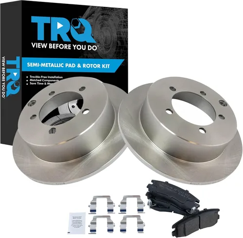 Miniatura 15 de TRQ Juego de pastillas de freno semimetálicas traseras y rotores compatibles con Chevrolet Trailblazer 02-06 Trailblazer EXT 04-06 SSR 02-07 GMC