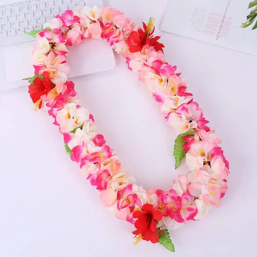 Miniatura 3 de 1 collar hawaiano de Leis de flores tropicales para niños y adultos, decoración hawaiana de Luau, playa, boda, cumpleaños, graduación, fiesta