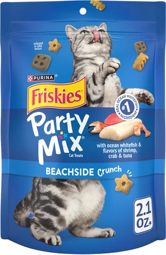 Purina Friskies Golosinas para gatos, Party Mix Beachside Crunch - (Paquete de 10) Bolsas de 2.1 oz