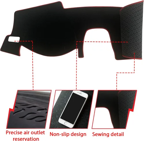Miniatura 2 de Tapete antideslizante para tablero de instrumentos compatible con Honda 11th Civic 2022 2023 Protector solar (borde rojo)
