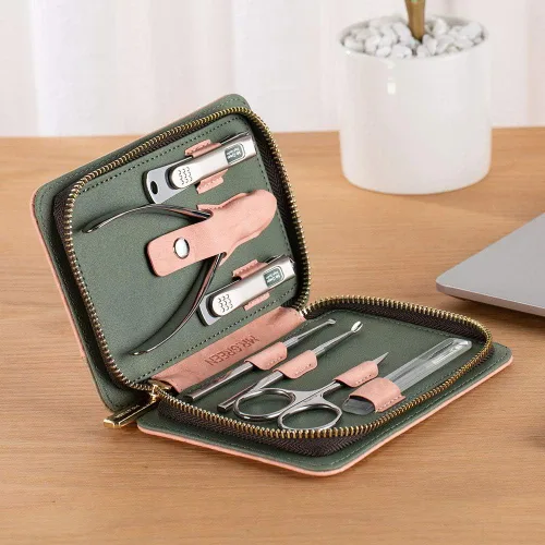 Miniatura 9 de Juego de manicura de 7 piezas, juegos de pedicura, juegos de cortaúñas, cortador de uñas profesional de acero inoxidable con estuche de viaje