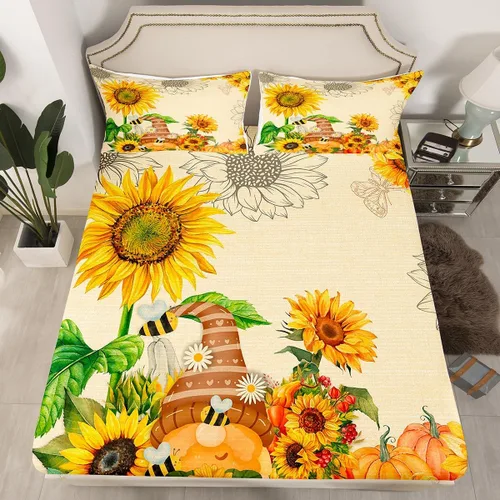 Miniatura 20 de Erosebridal Divertida sábana bajera ajustable de Halloween para niños, lindo juego de ropa de cama de calabaza fantasma, decoración de Halloween