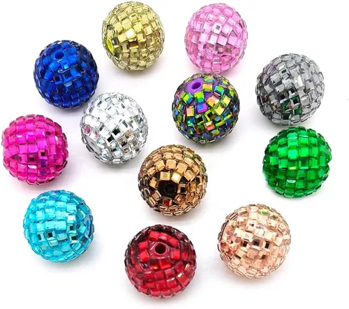 Miniatura 5 de Cuentas de diamantes de imitación de colores redondas espaciadoras para joyería, pulsera, collar, bolígrafo, bolsa, cadena, suministros de 0.630 in