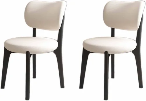 Miniatura 12 de Juego de sillas de comedor de madera modernas con respaldo curvado, sillas de cocina tapizadas con marco de madera, sillas laterales sin brazos