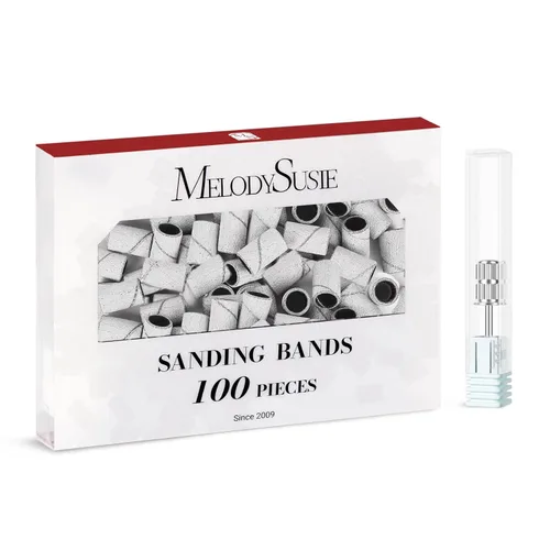 Miniatura 35 de MelodySusie - 100 bandas de lijado para brocas de uñas para lima eléctrica, de grano #80 grueso para limar uñas acrílicas, manicura y pedicura