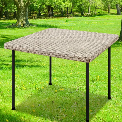 Miniatura 49 de Smiry Mantel cuadrado para mesa de pícnic, impermeable, elástico, ajustable, para campamento, protector de vinilo con parte trasera de franela Beige