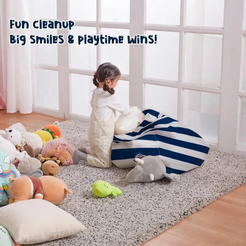 Miniatura 5 de Funda para puf de almacenamiento de animales de peluche, solo para niños y niñas, puf grande sin relleno para organizar juguetes de felpa suave