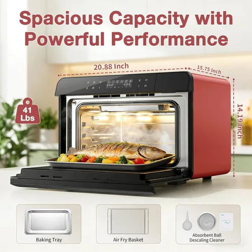 Miniatura 4 de ROBAM Horno combinado con freidora de aire tostadora, horno de vapor de encimera 20 en 1 con convección de vapor para asar y hornear, cocción