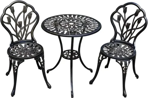 Miniatura 8 de JARDIN DE CENTENNIAL - Juego de bistró para patio. Juego de mesa de bistró de aluminio fundido resistente al óxido con agujero para paraguas