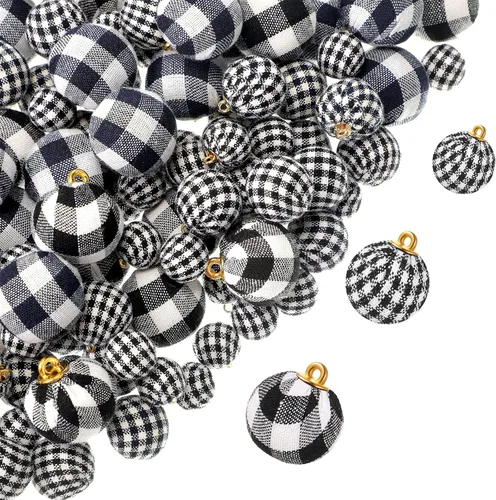 Miniatura 8 de 60 mini adornos de bola de Navidad, bolas envueltas de tela de búfalo, bolas decorativas para árbol de Navidad, corona colgante para decoración