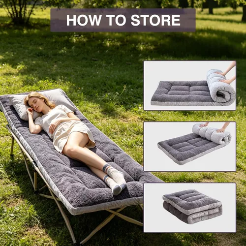 Miniatura 8 de Almohadilla Gruesa para Dormir de Campamento - Almohadillas de Cuna de Campamento de Pelusa de Cordero para Adultos, Colchoneta Suave para Dormir