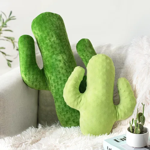 Miniatura 8 de AELS Juego de 2 almohadas decorativas de cactus, juego de almohada de felpa de cactus a rayas de pana de 22 y 14 pulgadas, almohada para siesta