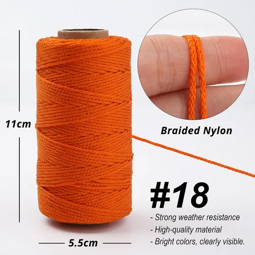 Miniatura 3 de HASWARE Mason Line - Cuerda de nailon #18 trenzada para herramientas de jardinería o mampostería con bloque de línea, nivel de línea de construcción