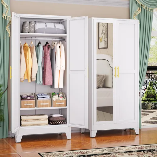 Miniatura 17 de GAIOUS Armario Ropero de Acero, Armario Guardarropa Doméstico de 71", Gabinete Guardarropa con 2 Puertas, 1 Estante Ajustable y 1 Cajón, Gabinete