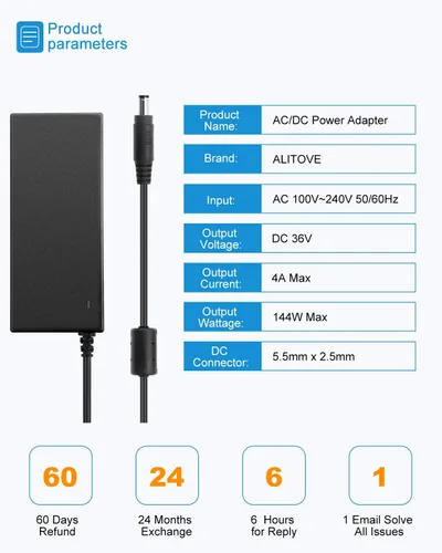 Miniatura 2 de ALITOVE Fuente de alimentación de 36V 4A 144W Adaptador AC/DC 100~240V AC a DC 36 voltios 4 amperios Convertidor 36 vdc 4A 3.5A 3A 2A Transformador