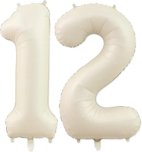 Miniatura 13 de Globos con el número 2, 2 globos, 2 globos de número 40 pulgadas, color blanco arena, grandes globos de aluminio para 2 fiestas de cumpleaños, Arena