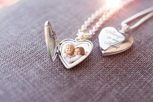 Miniatura 4 de PicturesOnGold Personalized Always in My Heart Silver Or Gold Heart Locket Pendant Necklace