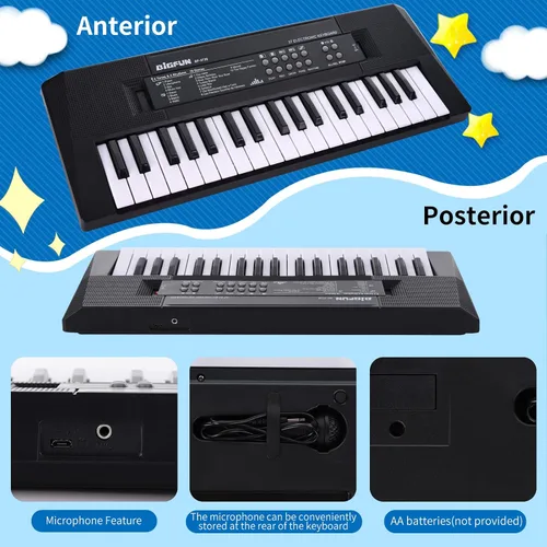 Miniatura 4 de Teclado de piano para niños, teclado de música portátil de 37 teclas, aprendizaje temprano, música electrónica, instrumento de piano para niños