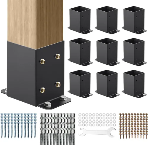 Miniatura 15 de VEVOR Base para Poste 4x4 2 Piezas, Tamaño Interior 3.6"x3.6" Soportes de Base para Poste, Anclaje de Poste de Servicio Pesado con Recubrimiento