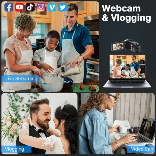Miniatura 5 de Gcasio 8K 64MP videocámara cámara de vídeo 18X zoom digital YouTube Vlogging Cámara web IR visión nocturna WiFi 3.0 "Videocámaras con pantalla
