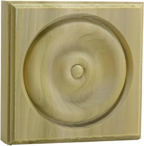 Miniatura 2 de EWAP40 Rosette Casing Corner Block 1" x 4" Cuadrado Sin Terminar, Cereza