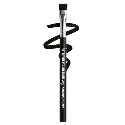 Beauty Junkees Brocha plana para delineador de ojos – Brocha de maquillaje profesional de precisión para delineador de ojos afilados, modelado de