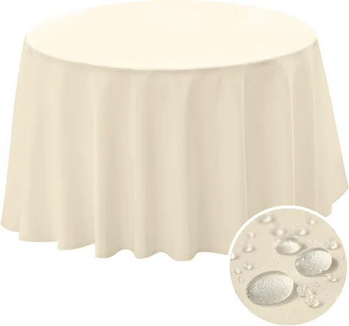 Miniatura 10 de BYDOLL Mantel redondo de 48 pulgadas para mesa de máximo 38 pulgadas de diámetro, poliéster burdeos, lavable, sin arrugas, a prueba de derrames