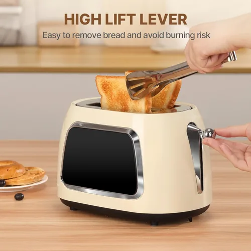 Miniatura 7 de Tostadora de 2 Rebanadas con Pantalla Táctil Inteligente, Tostadora Digital Retro de Acero Inoxidable con Ranura Extra Ancha de 1.5'', Función
