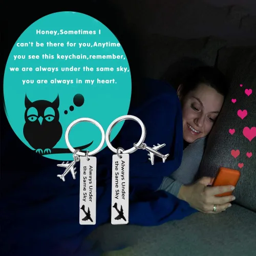 Miniatura 4 de Regalos para relaciones de larga distancia, llaveros para parejas, llavero de buen amigo, regalo de joyería con texto en inglés "Always Under the