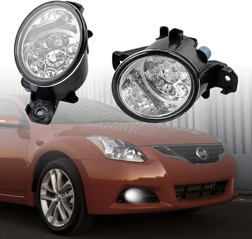 Miniatura 2 de Lámparas antiniebla de 9 LED con lente de cristal real Compatibles con Nissan Rogue Altima Sentra Maxima Versa Pathfinder (2X)