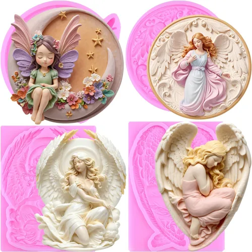 Miniatura 11 de ZiXiang Molde de silicona para bebé, alas de ángel, moldes para fondant, moldes de silicona de querubín de ángel para baby shower, decoración