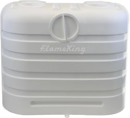 Flame King Tapa de plástico ligero resistente para tanque de propano LP de 30LB doble para RV, remolque de viaje, autocaravana - Blanco