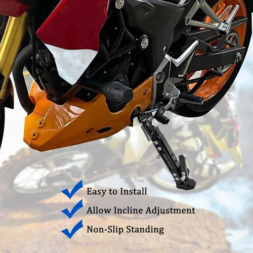 Miniatura 3 de Soporte de trípode ajustable para motocicleta, soporte lateral para motocicleta (negro)