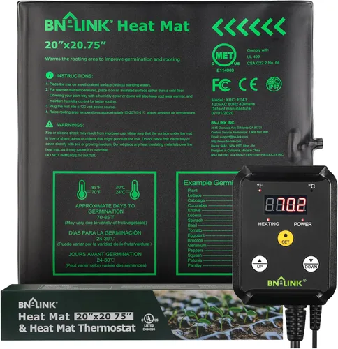 Miniatura 10 de BN-LINK Juego combinado de tapete térmico de plántulas con controlador de termostato, tapete calefactor de plantas de 10 x 20.75 pulgadas