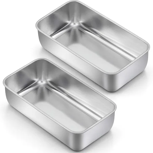 Miniatura 26 de LIANYU Paquete de 4 moldes para pan para hornear pan, molde para pan de 9 x 5 pulgadas, molde para pan de acero inoxidable para pastel de carne
