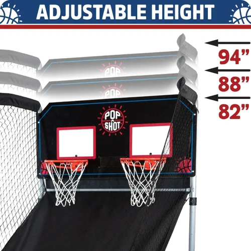 Miniatura 8 de Pop-A-Shot - Home Dual Shot Juego de baloncesto arcade para el hogar Aro de puntuación con sensor, 16 modos de juego, 7 bolas Plegable para un