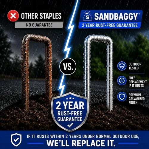 Miniatura 3 de Sandbaggy - 500 grapas galvanizadas de 6 pulgadas para paisaje, estacas de jardín SOD, confiadas por agricultores y contratistas de todo Estados