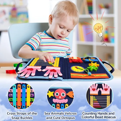 Miniatura 3 de Gojmzo Busy Board Juguetes Montessori para Niños Pequeños y Niñas Regalos, Juguetes Sensoriales para Niños Pequeños, Actividades Educativas de Viaje