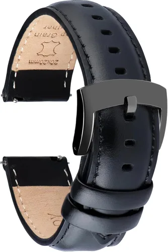Correas de cuero para reloj de liberación rápida, elegantes correas de cuero de grano superior para hombres y mujeres, elección de color y ancho -