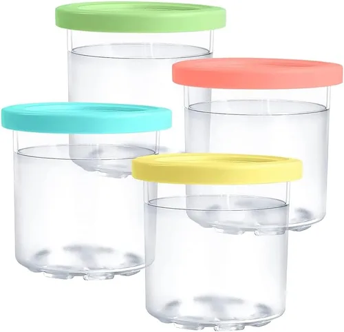 Paquete de 4 pintas de helado de repuesto con tapa, compatible con la máquina de helados Ninja Creami: NC301, NC300, NC299AMZ Series