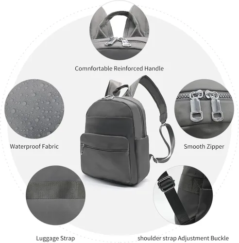 Miniatura 6 de PS PETITE SIMONE Mochila pequeña para mujer, minilatera, mochila casual a la moda, Gris, Casual