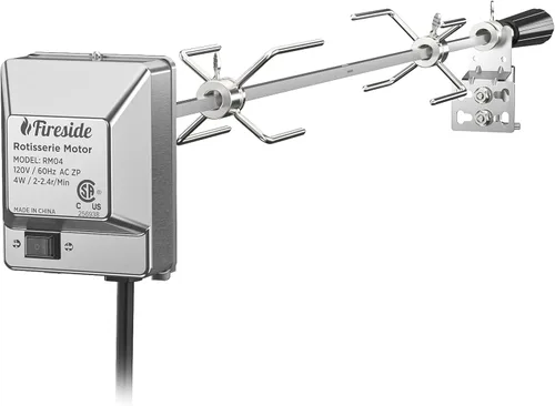 TURBRO Kit de Asador de Acero Inoxidable para Parrillas de Gas con Caja de Cocción de hasta 39'' - Incluye Motor Eléctrico de 4W, Varilla de Asador