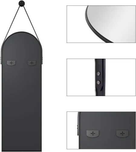 Miniatura 5 de OGCAU Espejo arqueado de longitud completa de 16 x 48 pulgadas para pared, espejo colgante con parte superior arqueada de cuerpo completo o montado