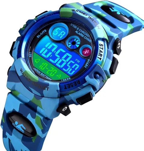 Miniatura 2 de FANMIS Relojes deportivos para niños, reloj digital electrónico LED, multifunción, 164.0 ft, impermeable, 2 veces, cronómetro colorido
