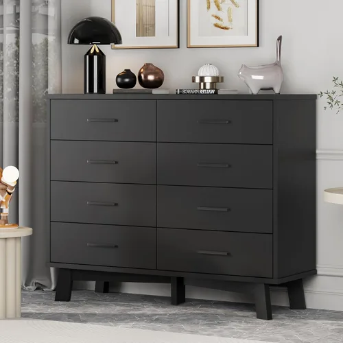 Miniatura 13 de Xixini Cómoda para dormitorio, cómoda moderna de 6 cajones con base resistente en forma de X, organizador de almacenamiento de ropa doble de madera
